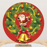 Lofaris Light Green Leaves Santa Claus Round Christmas Backdrop